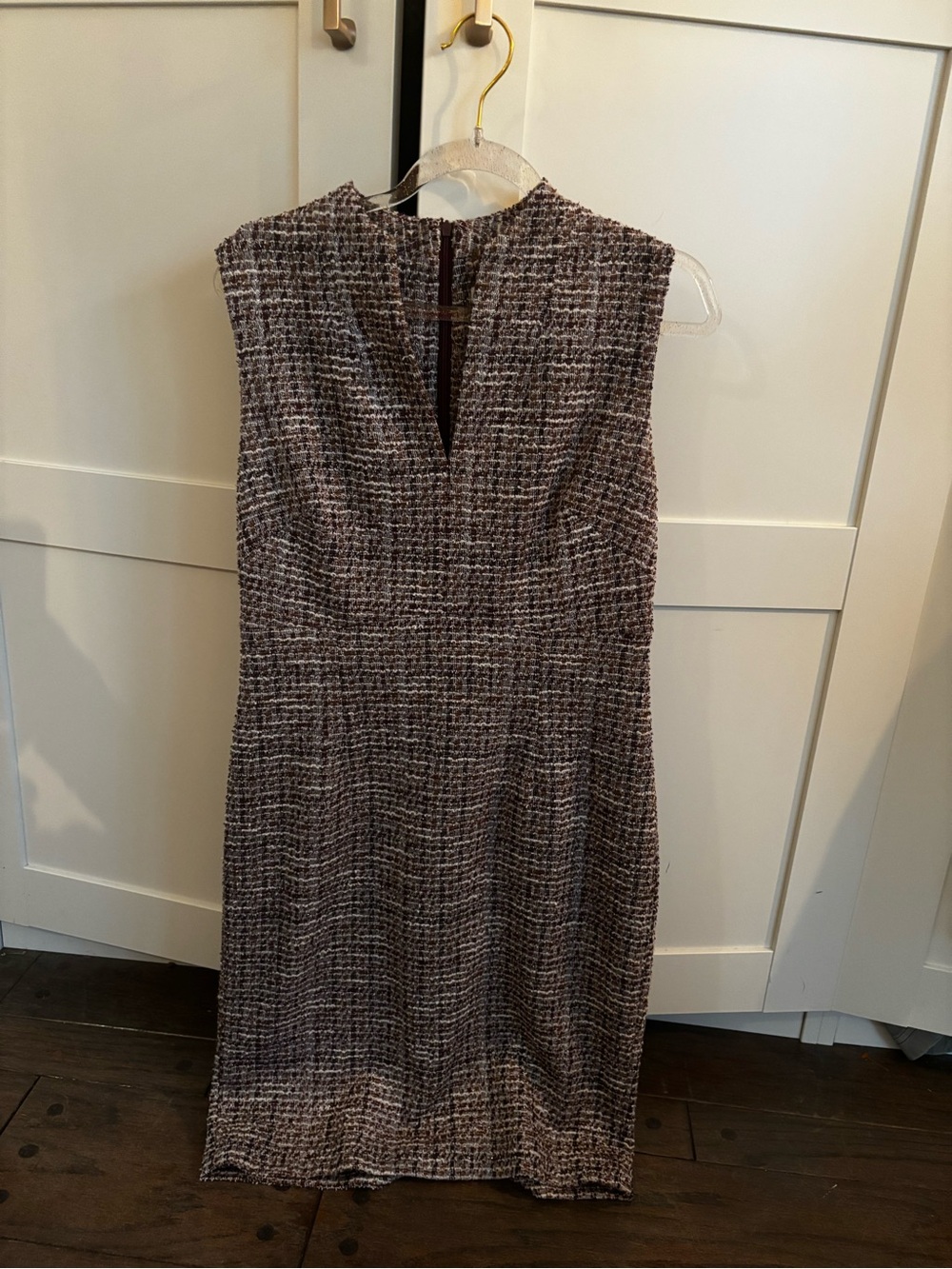 Calvin Klein Classic Sleeveless Tweed Sheath Dress in Brown-Gray Size 4